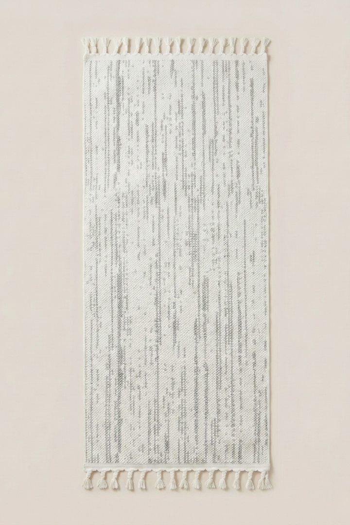 Comfy Halı Efes EF001A Beyaz Gri Bukleli Modern İskandinav Örgü Halı