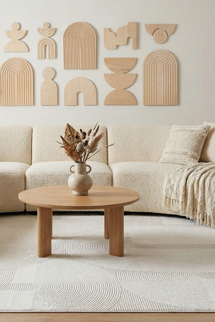 Comfy Halı Ritim 37804-061 Anti Alerjik Yumuşak Modern Krem Halı