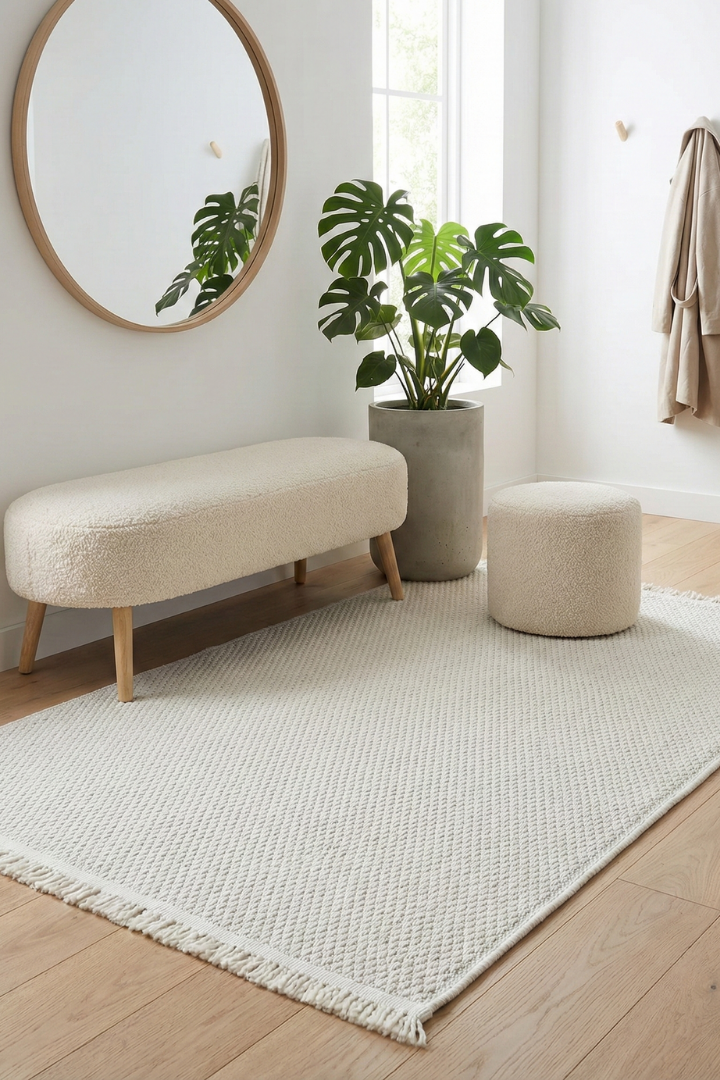 Comfy Halı Natural B01 Beyaz Makinede Yıkanabilir Yumuşak Sisal Halı