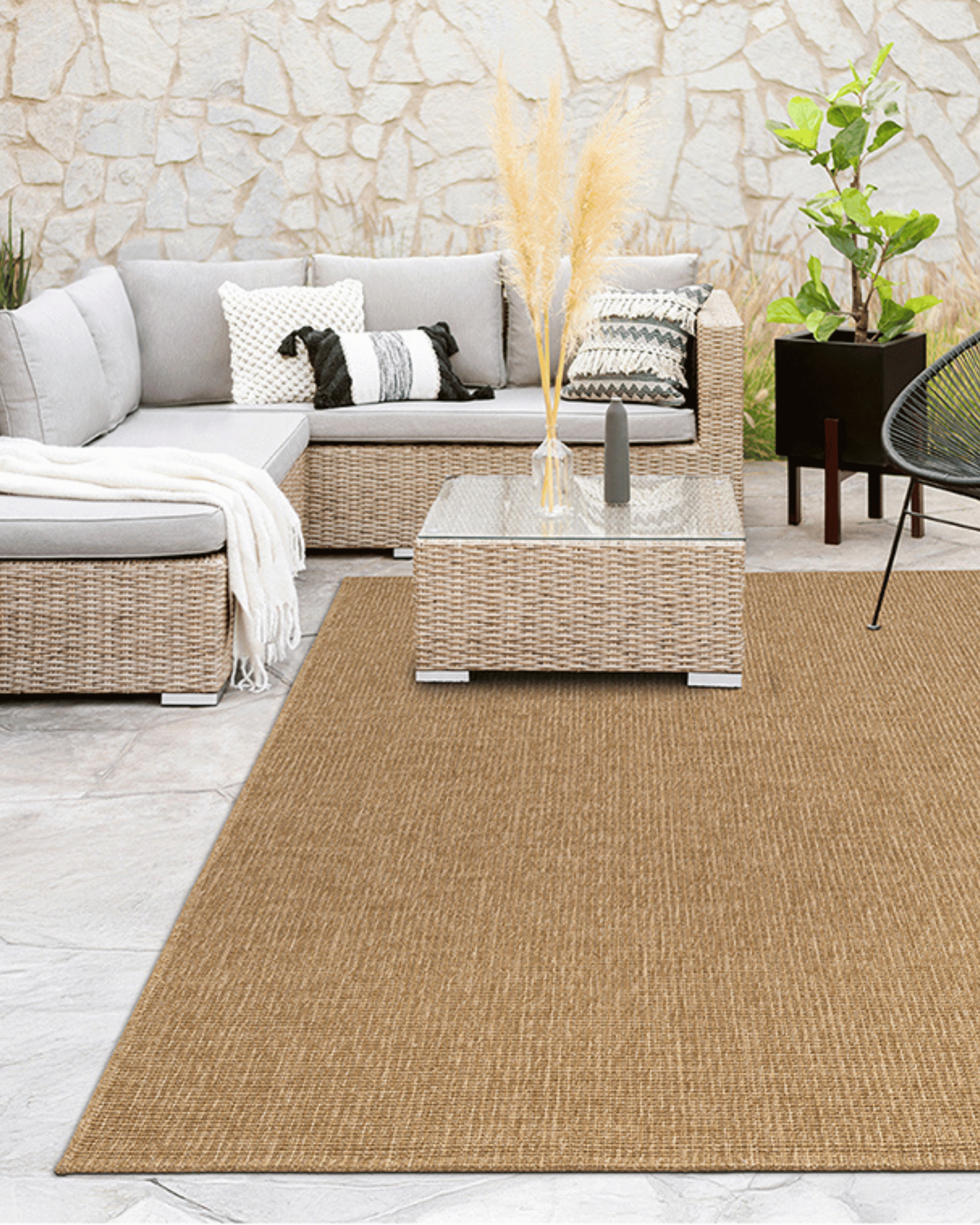 Comfy Halı Malta TI001A Kahverengi Çizgili Doğal Jüt Halı