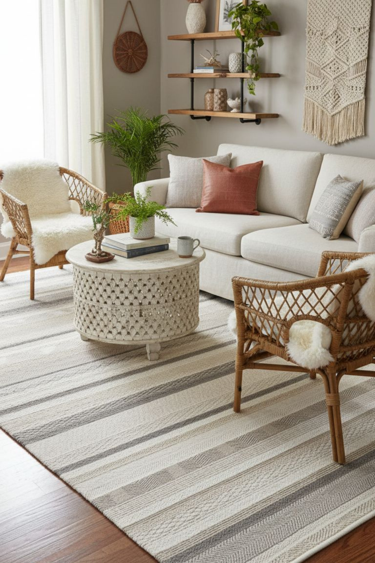 Comfy Halı Ritim 38433-665 Anti Alerjik Yumuşak Modern Krem/Gri Halı