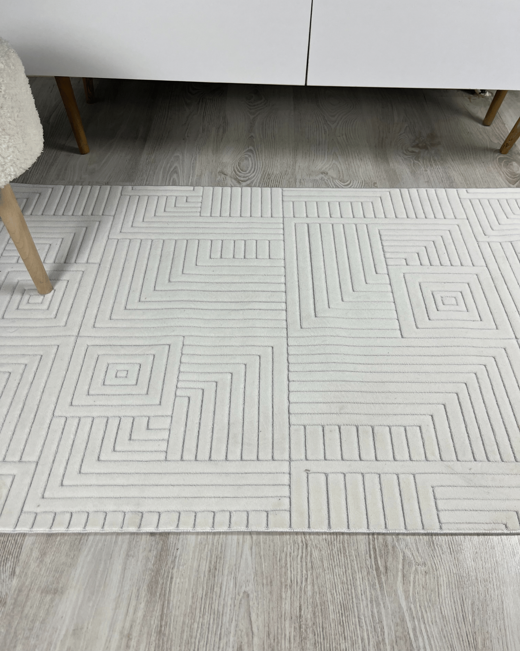 Comfy Halı Diamond 00745 Beyaz Makinede Yıkanabilir Modern Halı