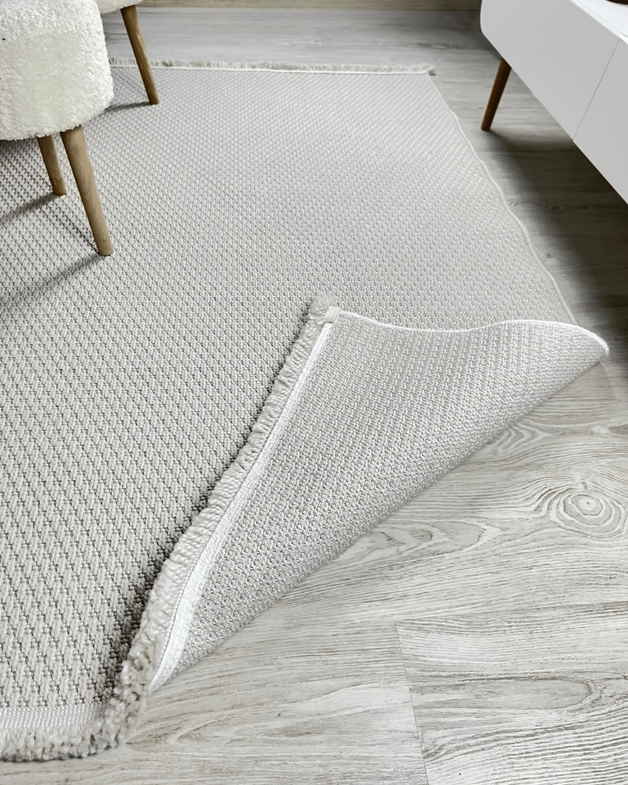 Comfy Halı Natural B01 Beyaz Makinede Yıkanabilir Yumuşak Sisal Halı