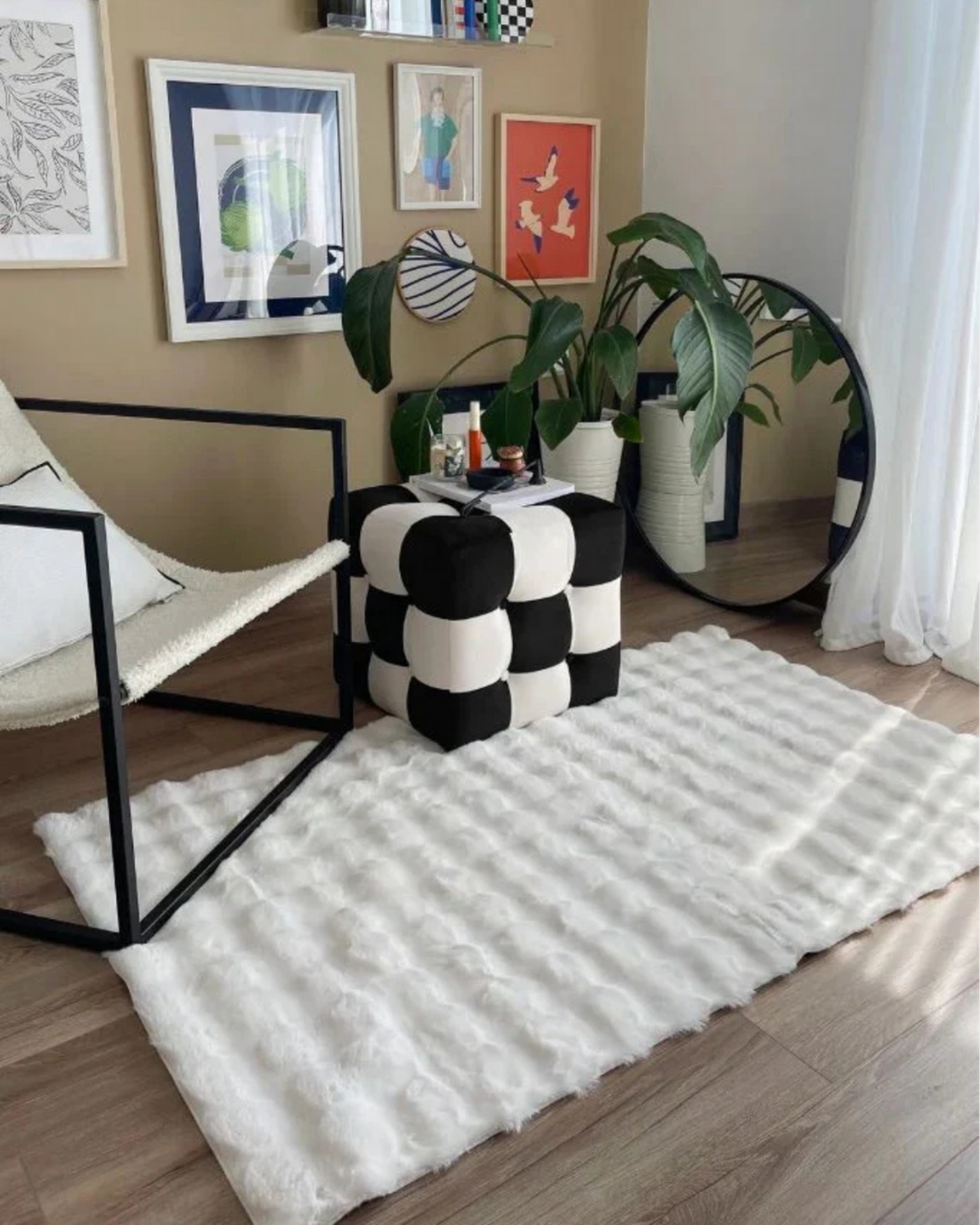 Comfy Halı Bubble Beyaz Yumuşak Dokulu Post Halı