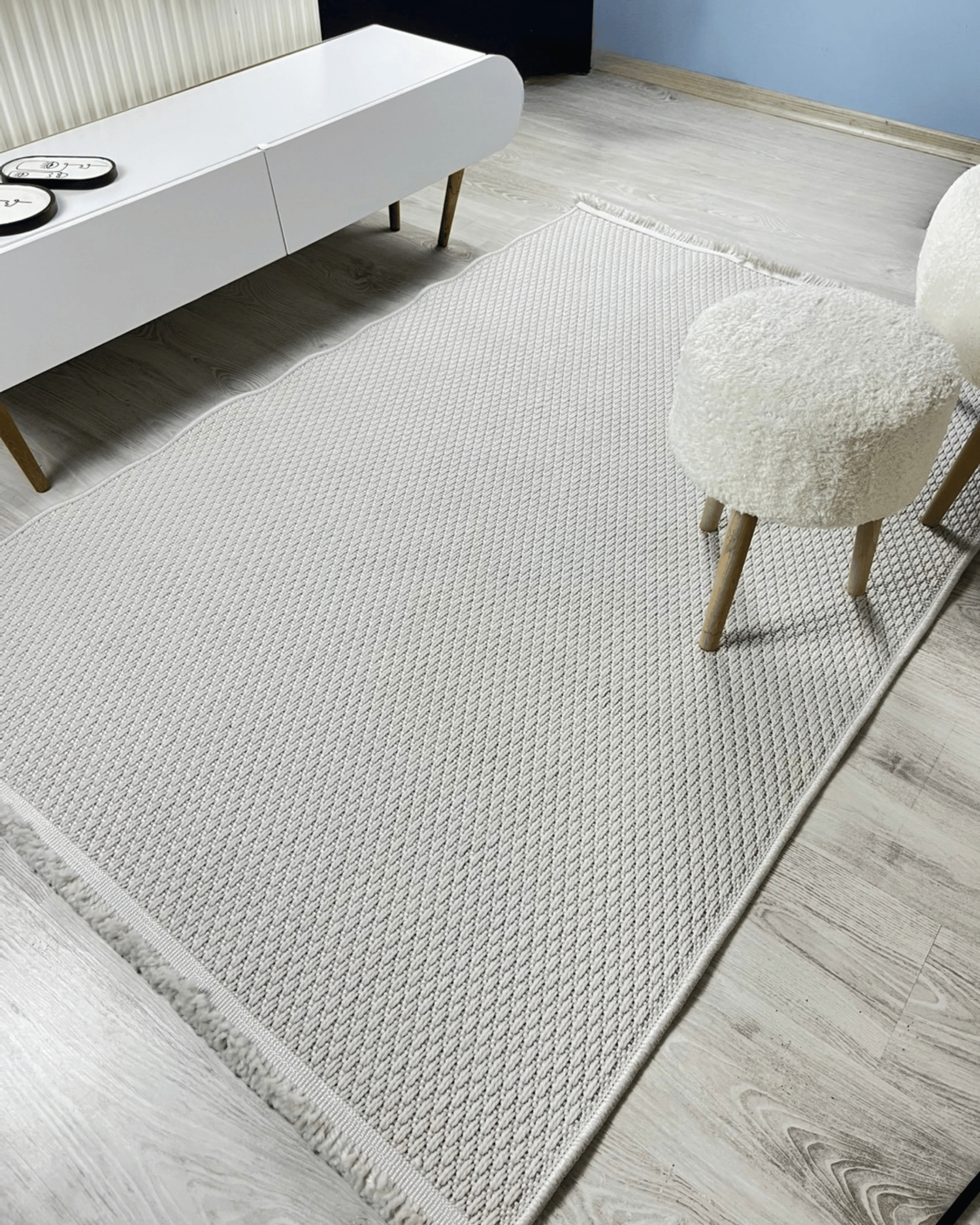 Comfy Halı Natural B01 Beyaz Makinede Yıkanabilir Yumuşak Sisal Halı