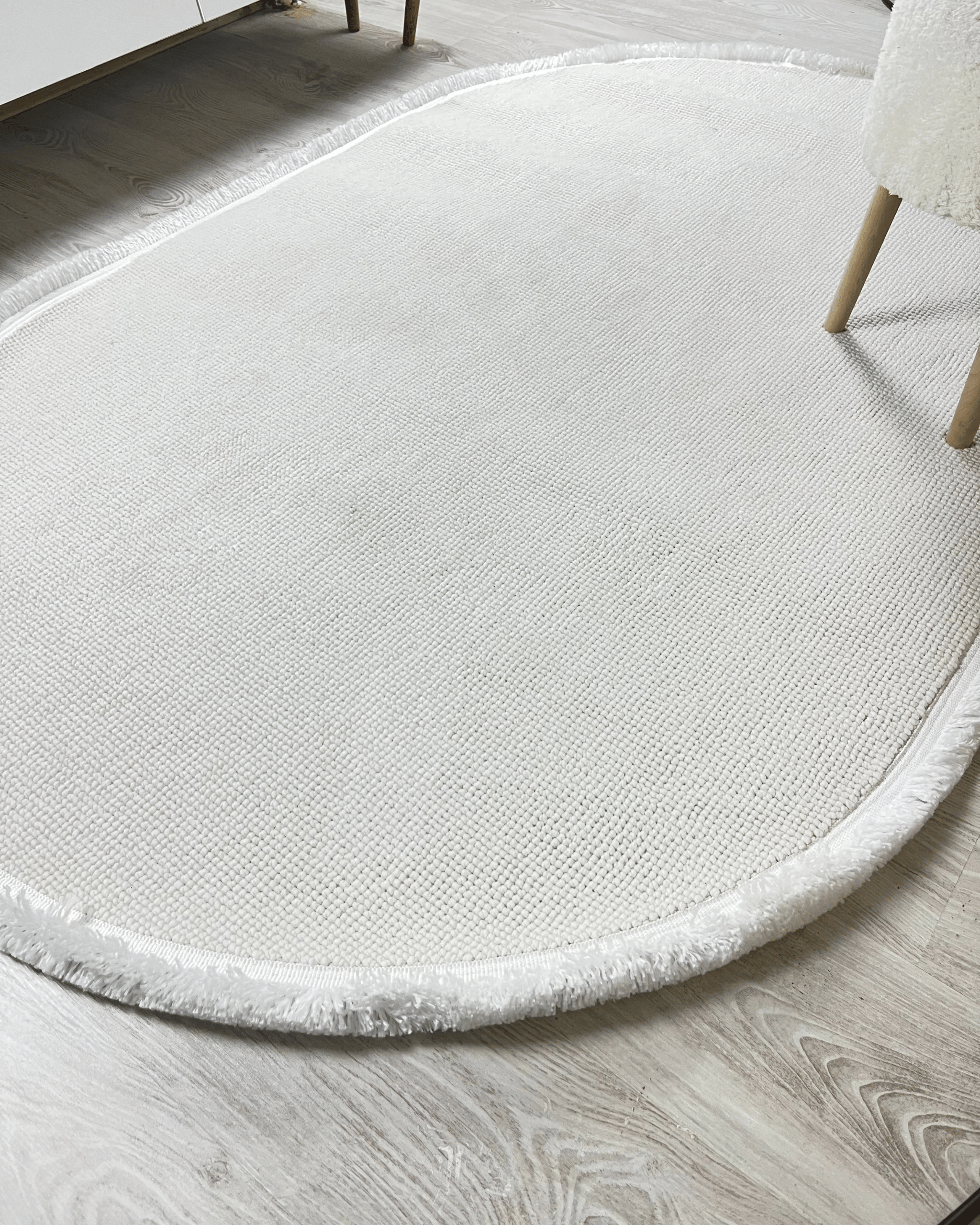 Comfy Halı Cottera 4301 Beyaz Örgü Bukleli Modern Oval Halı