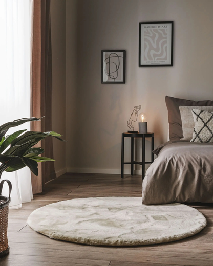 Comfy Halı Softy Bej Yuvarlak Yumuşak Dokulu Post Halı