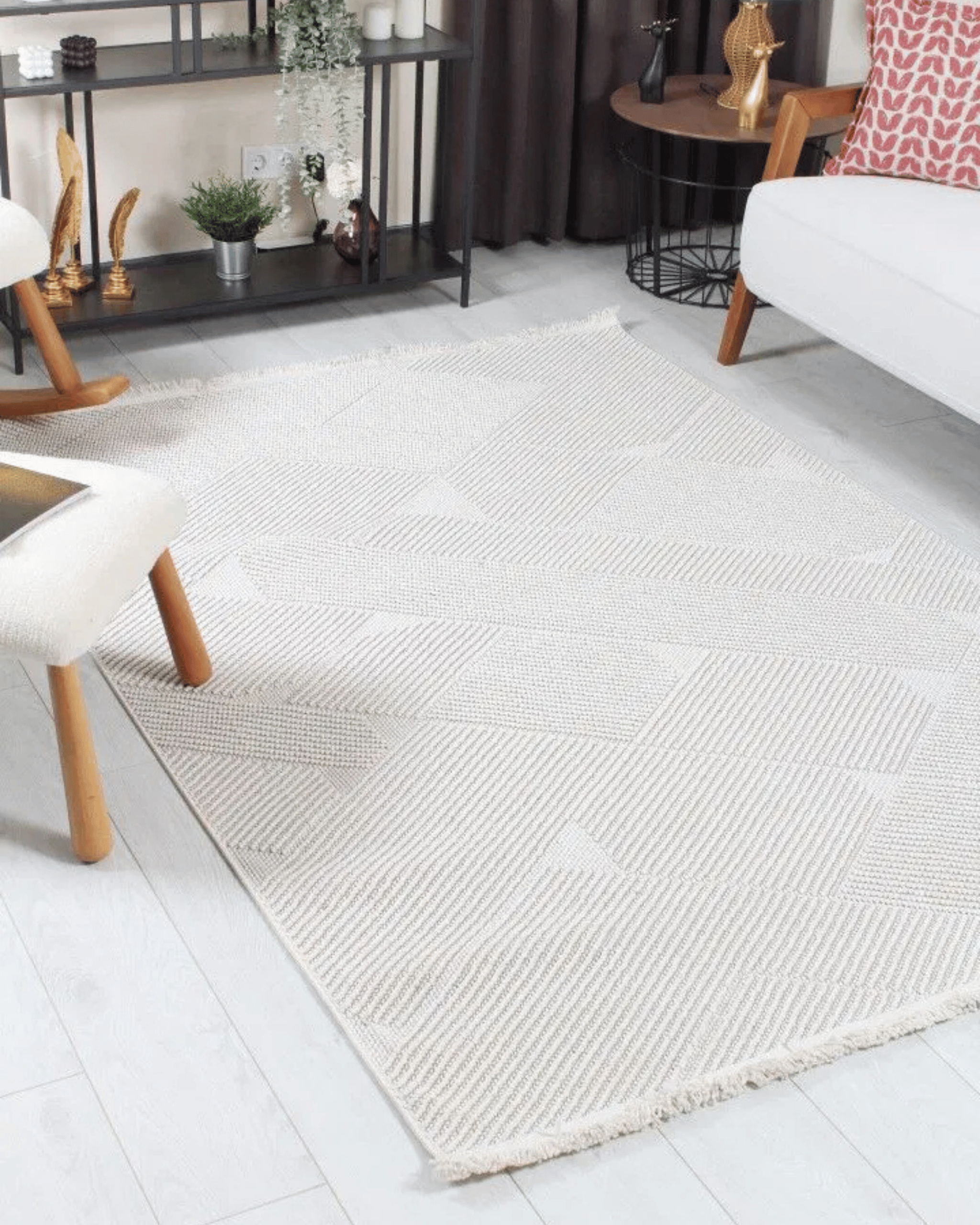 Comfy Halı Lupera LP001 Krem Bukleli Modern Örgü Halı