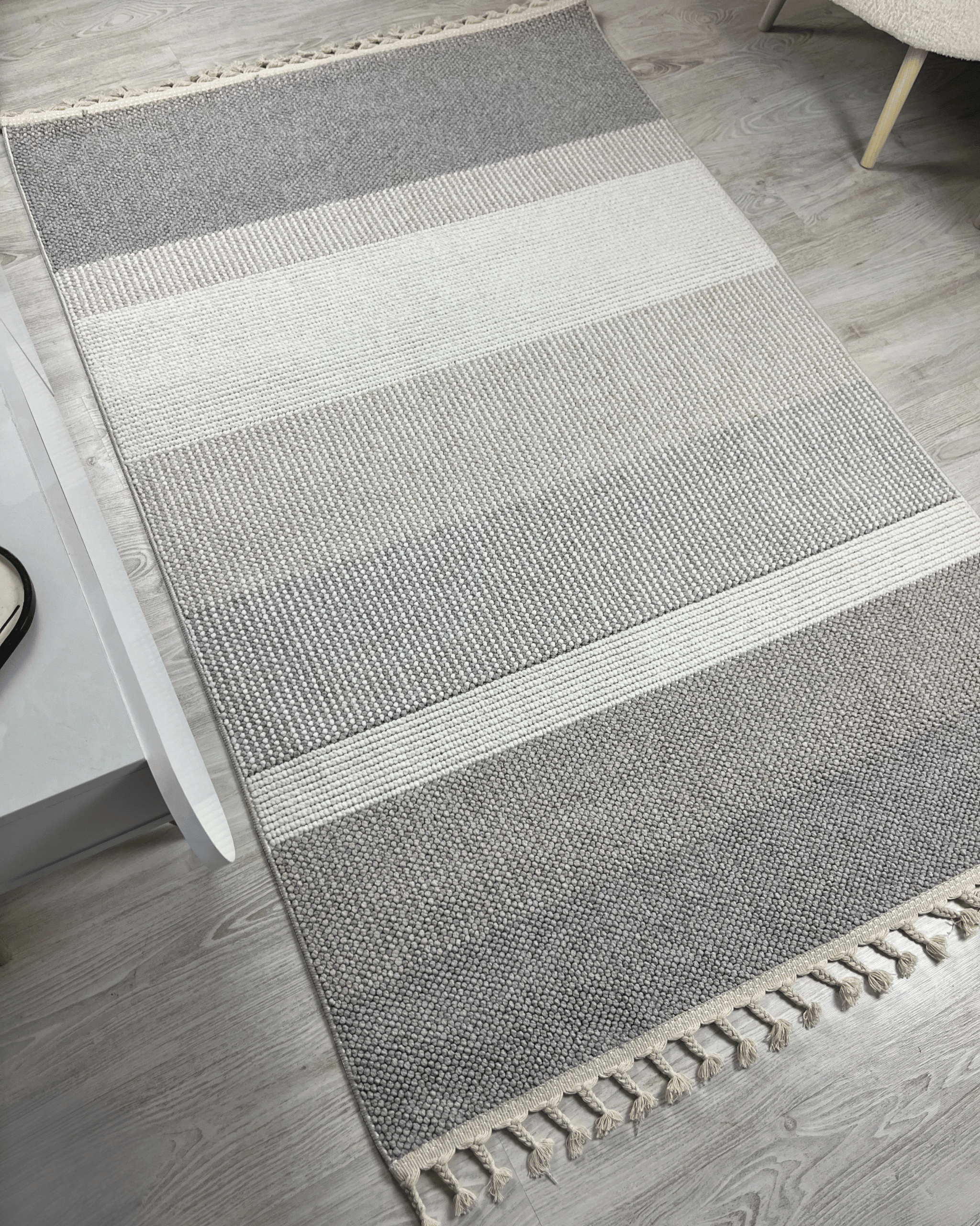 Comfy Halı Lupera LP004 Krem/Gri Bukleli Modern Örgü Halı
