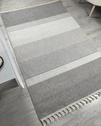 Comfy Halı Lupera LP004 Krem/Gri Bukleli Modern Örgü Halı