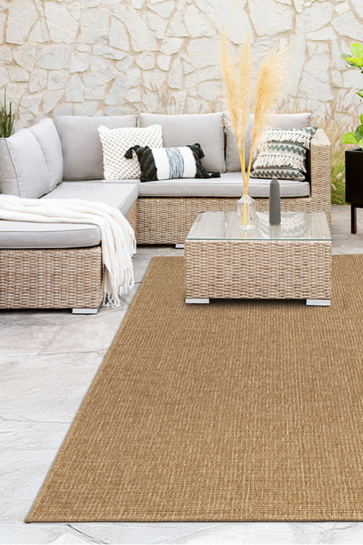 Comfy Halı Malta TI001A Kahverengi Çizgili Doğal Jüt Halı