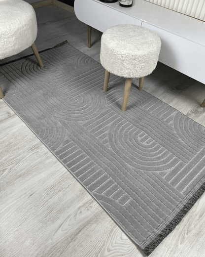 Comfy Halı Boho 09569 Gri Bukleli Bohem Halı
