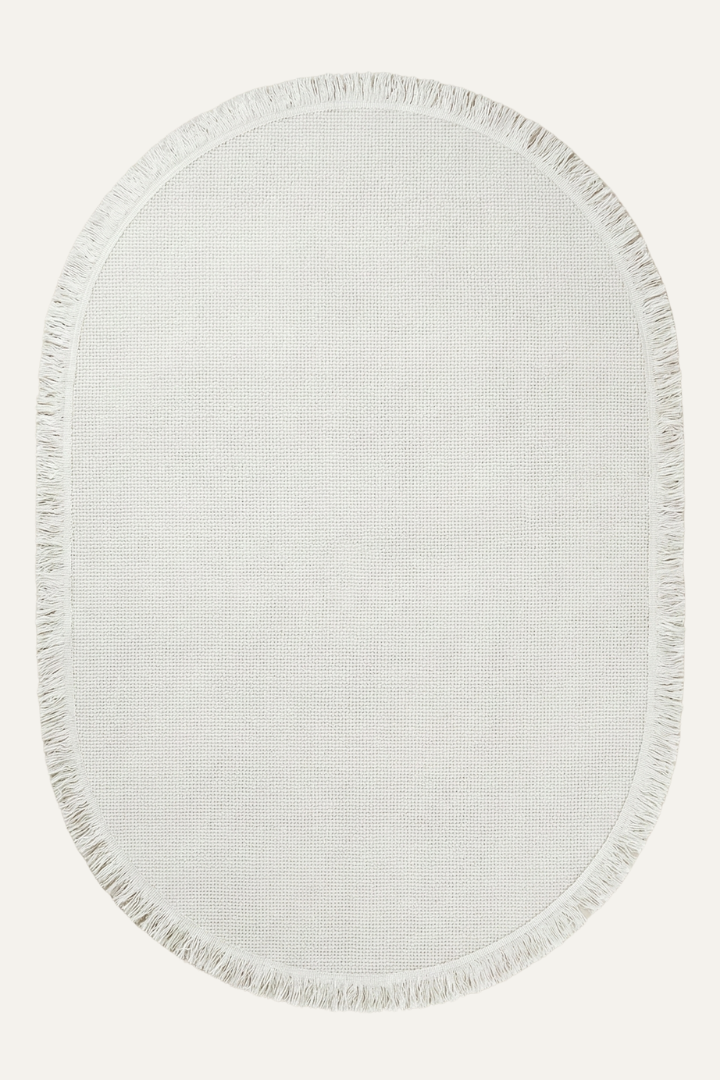 Comfy Halı Cottera 4301 Beyaz Örgü Bukleli Modern Oval Halı