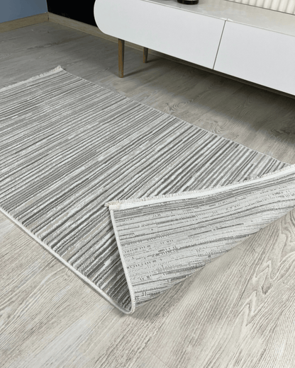 Comfy Halı Riga 01 Gri/Krem Modern Çizgili Halı