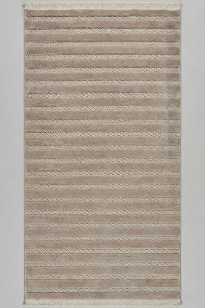 Comfy Halı Line 08884 Kahverengi Bukleli Çizgili Halı