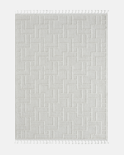 Comfy Halı Efes EF002A Beyaz Bukleli Modern İskandinav Örgü Halı