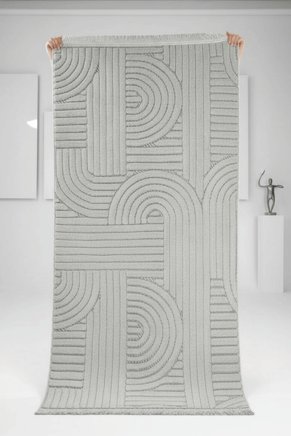 Comfy Halı Boho 09569 Beyaz Bukleli Bohem Halı