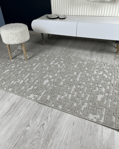 Comfy Halı Perl 08886 Bej/Beyaz Bukleli Örgü Halı