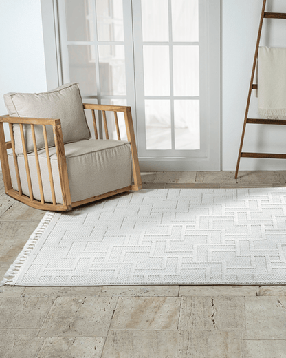 Comfy Halı Efes EF002A Beyaz Bukleli Modern İskandinav Örgü Halı