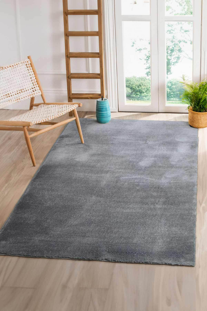 Mars MRS0101 Gri Kaymaz Taban Makinede Yıkanabilir Peluş Dokuma Halı