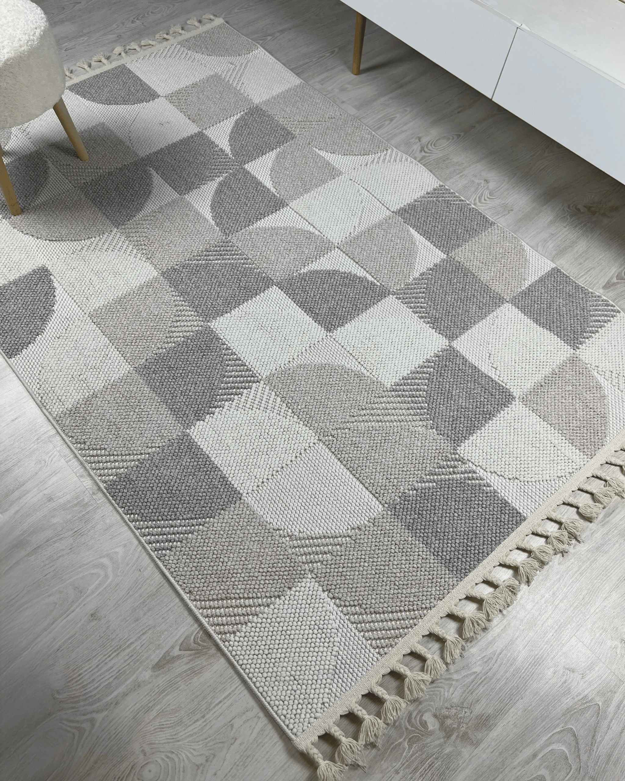 Comfy Halı Lupera LP008 Krem/Gri Bukleli Modern Örgü Halı