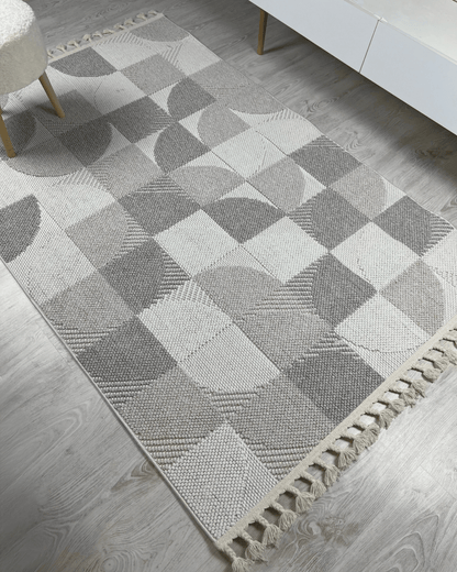 Comfy Halı Lupera LP008 Krem/Gri Bukleli Modern Örgü Halı