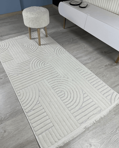 Comfy Halı Boho 09569 Beyaz Bukleli Bohem Halı