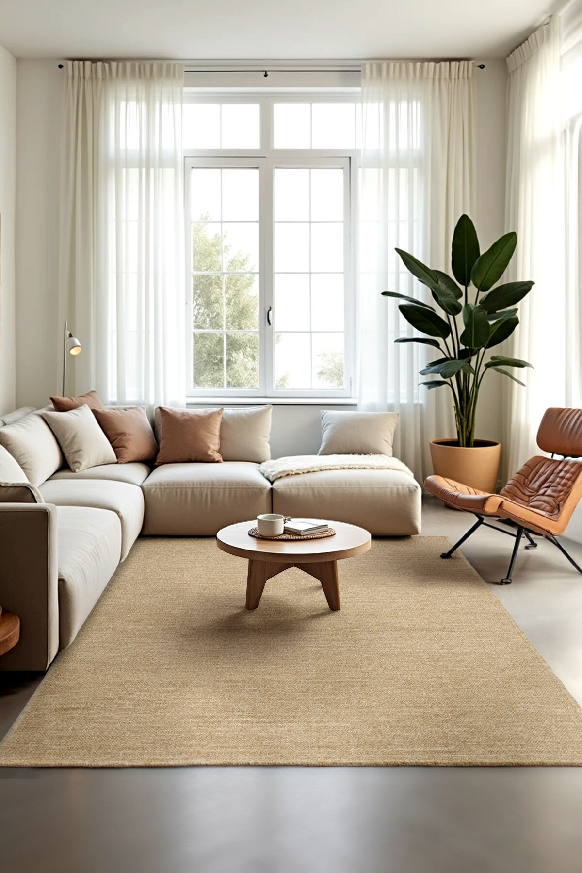 Comfy Halı Juta SSL0207 Bej Makinede Yıkanabilir Kaymaz Taban Sisal Dokuma Halı