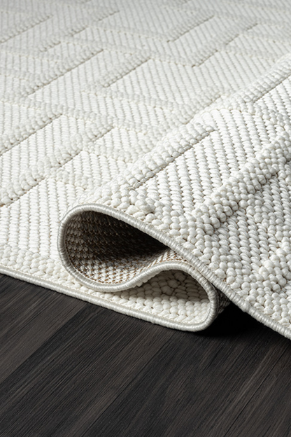 Comfy Halı Efes EF002A Beyaz Bukleli Modern İskandinav Örgü Halı