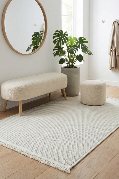 Comfy Halı Natural B01 Beyaz Makinede Yıkanabilir Yumuşak Sisal Halı