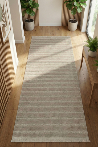 Comfy Halı Line 08884 Kahverengi Bukleli Çizgili Halı