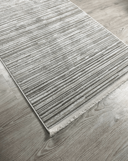 Comfy Halı Riga 01 Gri/Krem Modern Çizgili Halı