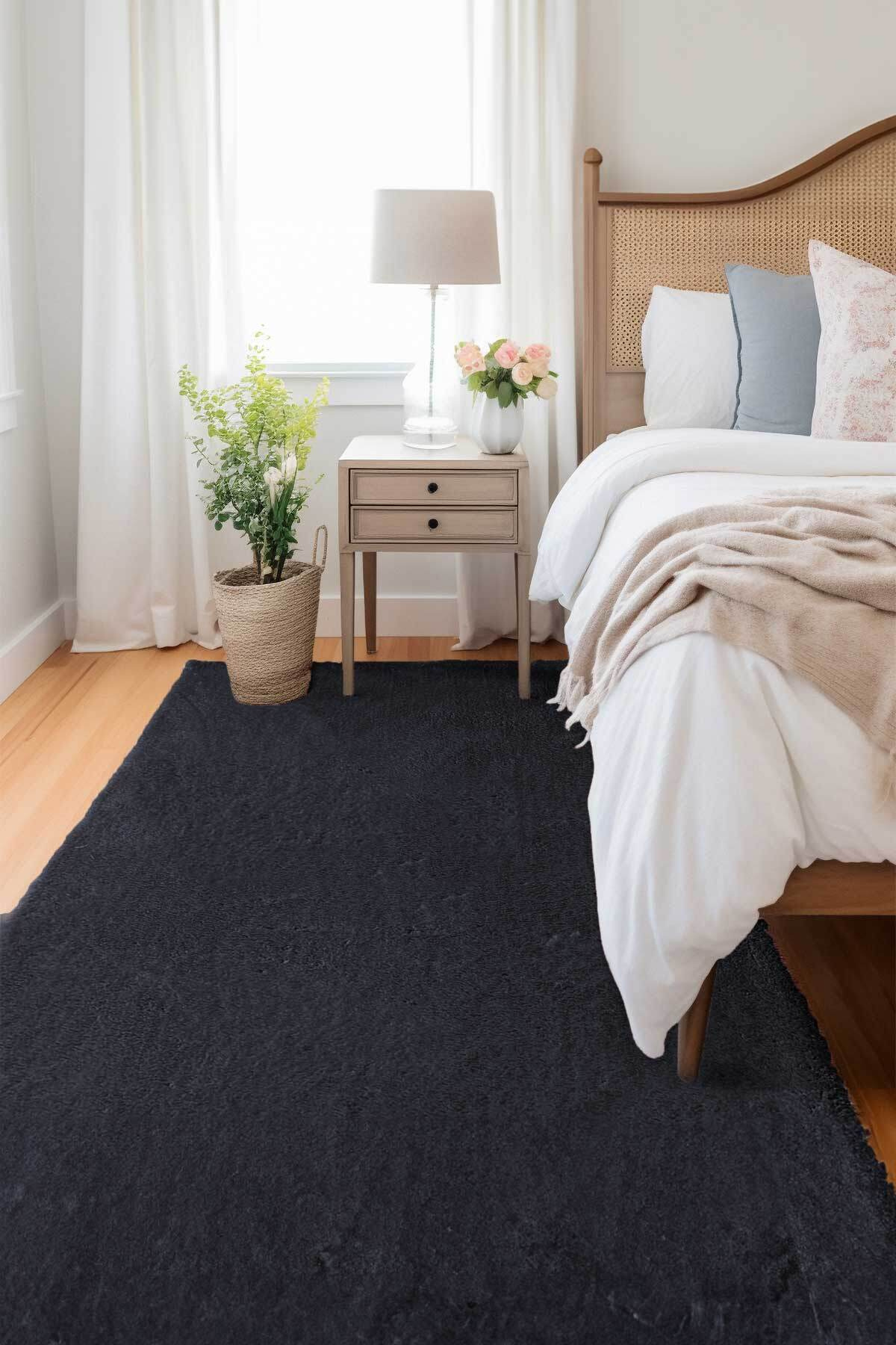 Mars MRS0103 Antrasit Kaymaz Taban Makinede Yıkanabilir Peluş Dokuma Halı