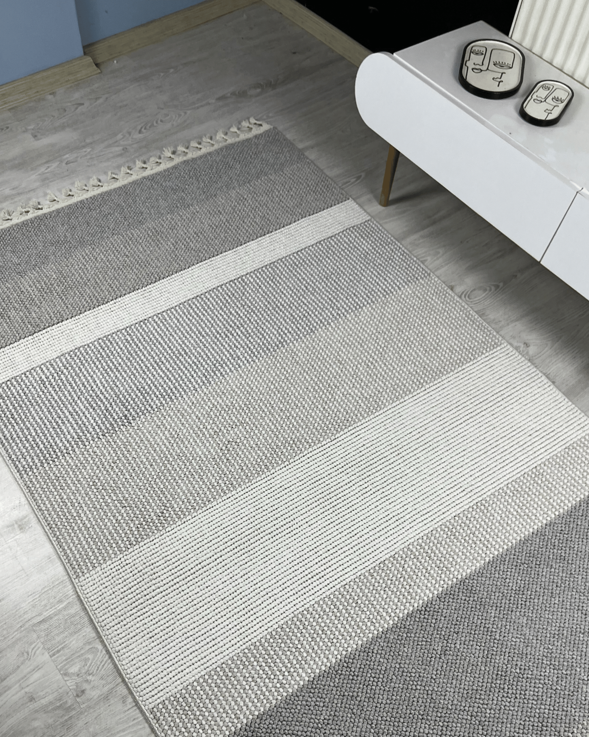 Comfy Halı Lupera LP004 Krem/Gri Bukleli Modern Örgü Halı