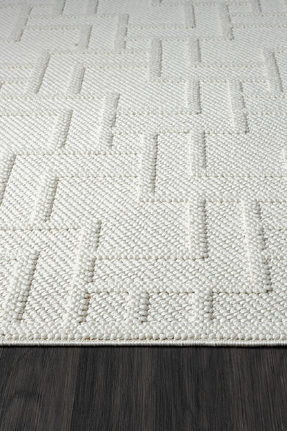 Comfy Halı Efes EF002A Beyaz Bukleli Modern İskandinav Örgü Halı