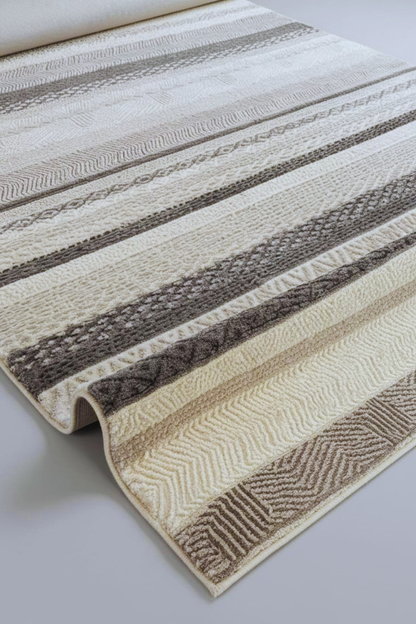 Comfy Halı Ritim 38433-665 Anti Alerjik Yumuşak Modern Krem/Gri Halı