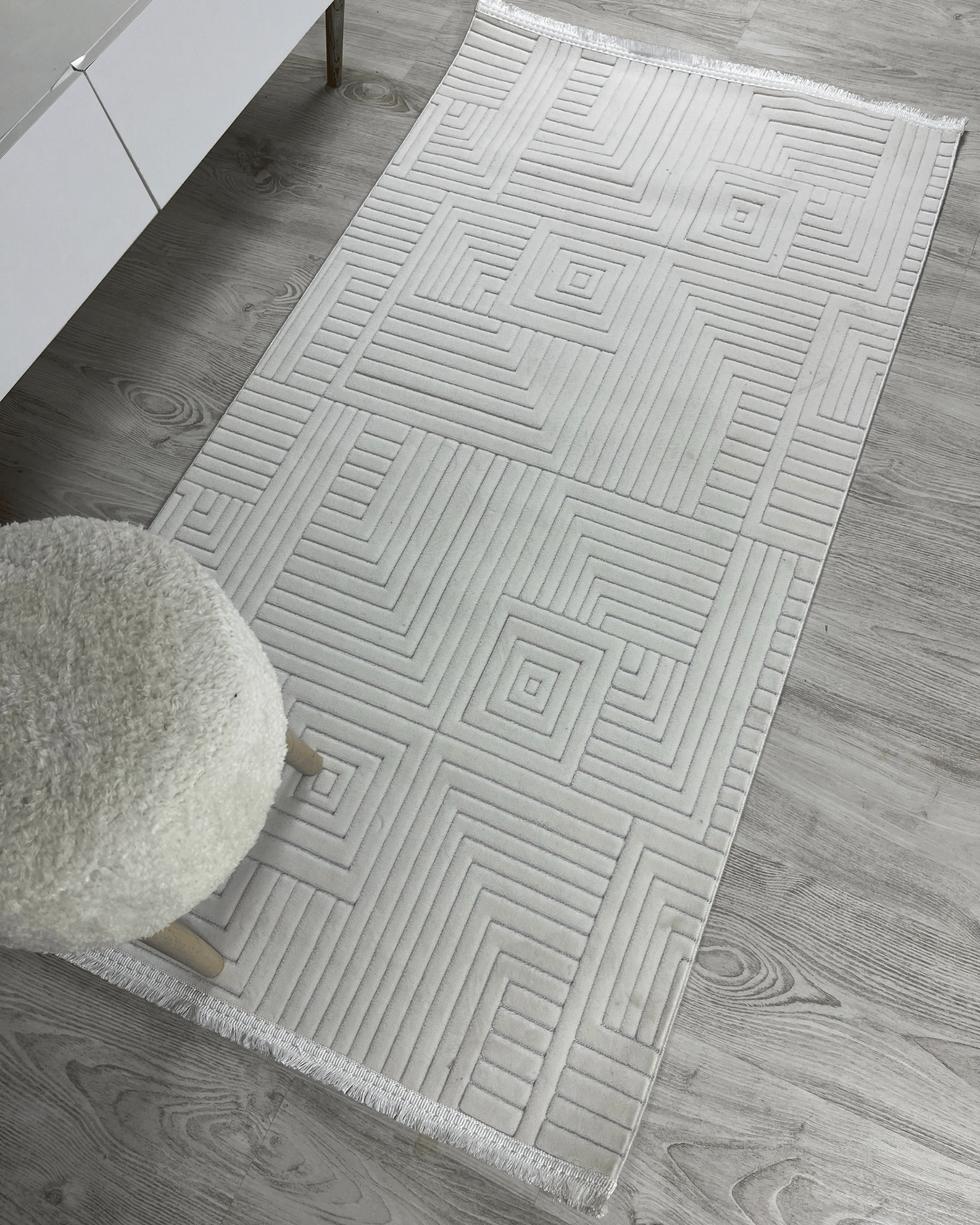Comfy Halı Diamond 00745 Beyaz Makinede Yıkanabilir Modern Halı