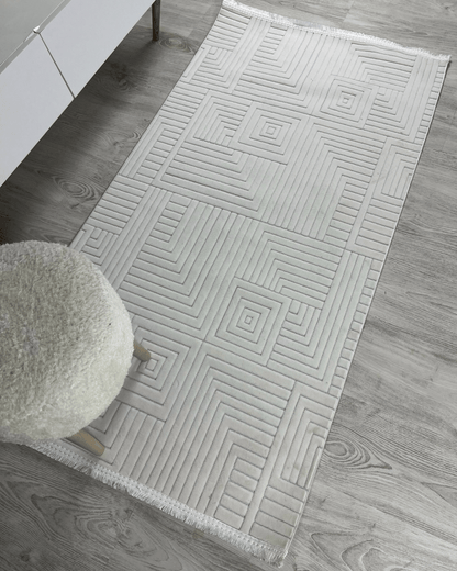 Comfy Halı Diamond 00745 Beyaz Makinede Yıkanabilir Modern Halı