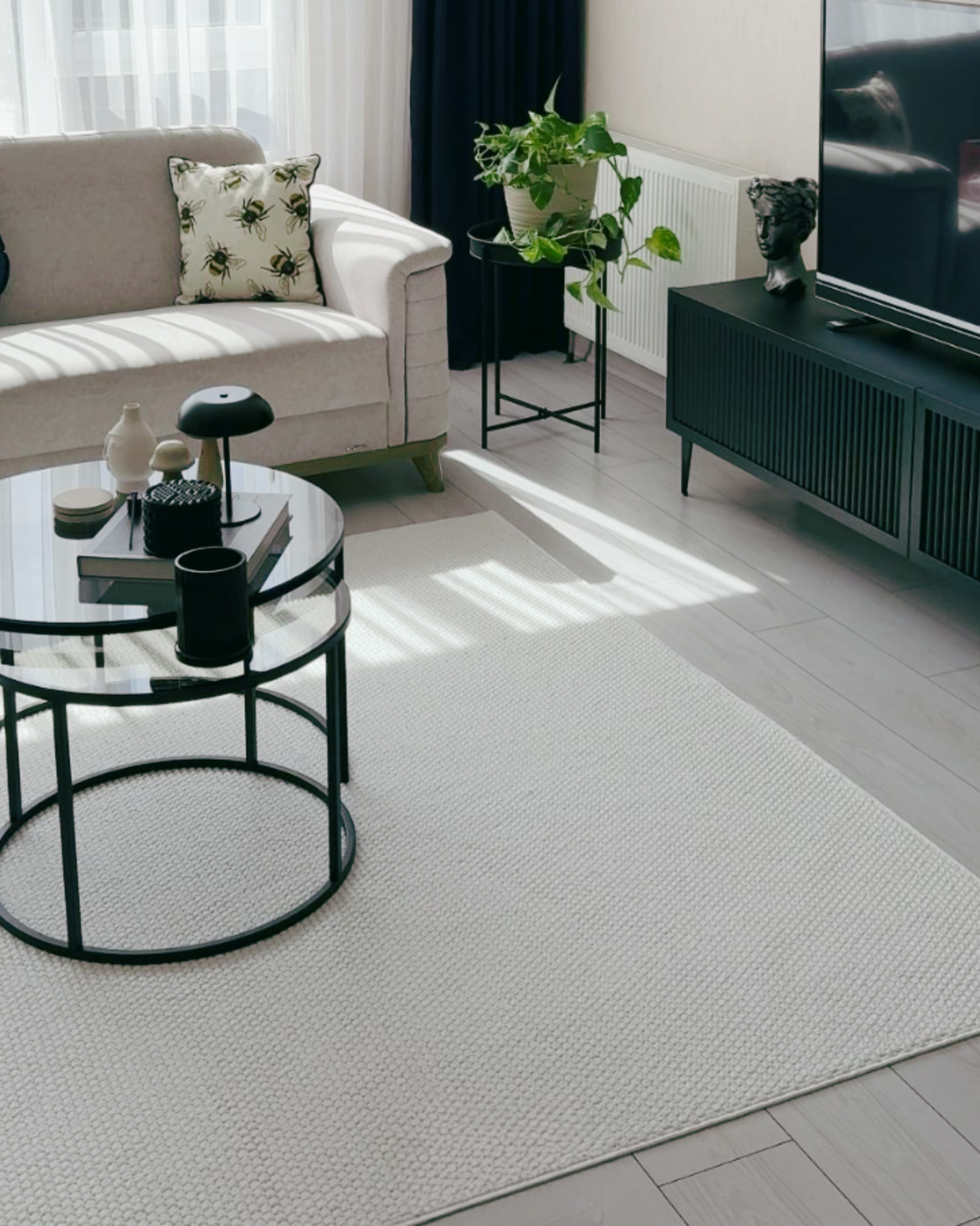 Comfy Halı Velora 6867-4 Bukle Örgülü Beyaz Halı