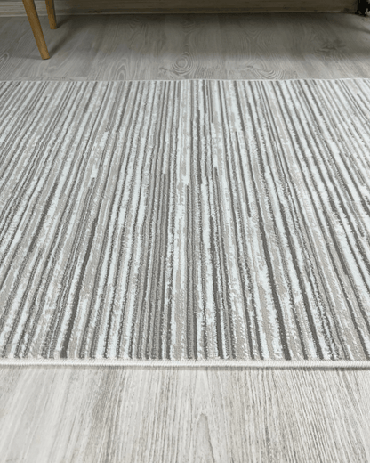 Comfy Halı Riga 01 Gri/Krem Modern Çizgili Halı