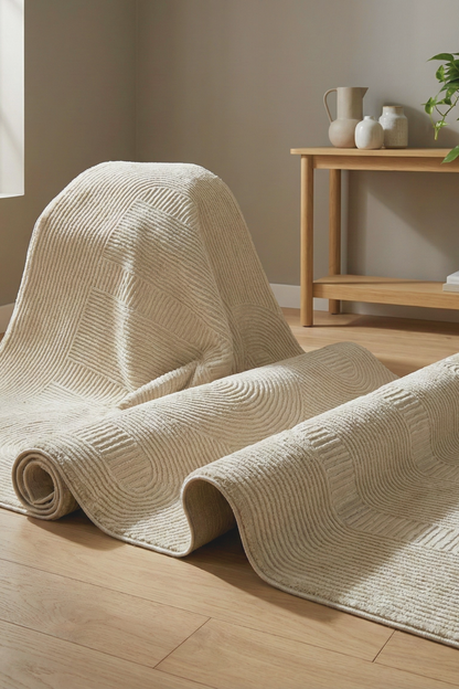 Comfy Halı Ritim 37804-061 Anti Alerjik Yumuşak Modern Krem  Halı