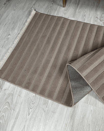 Comfy Halı Softure 08884 Kahverengi Bukleli Çizgili Halı