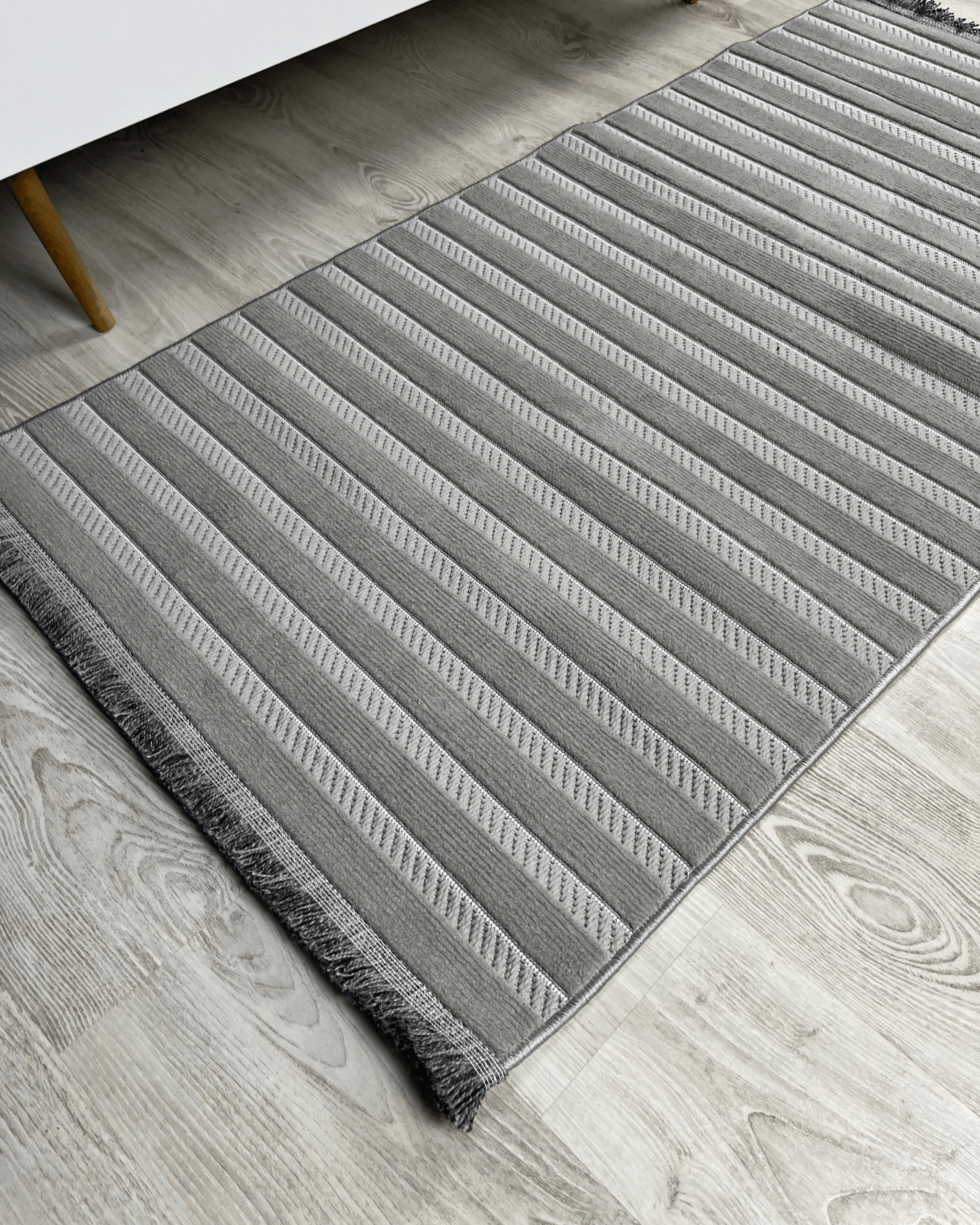 Comfy Halı Softure 08884 Gri Bukleli Çizgili Halı