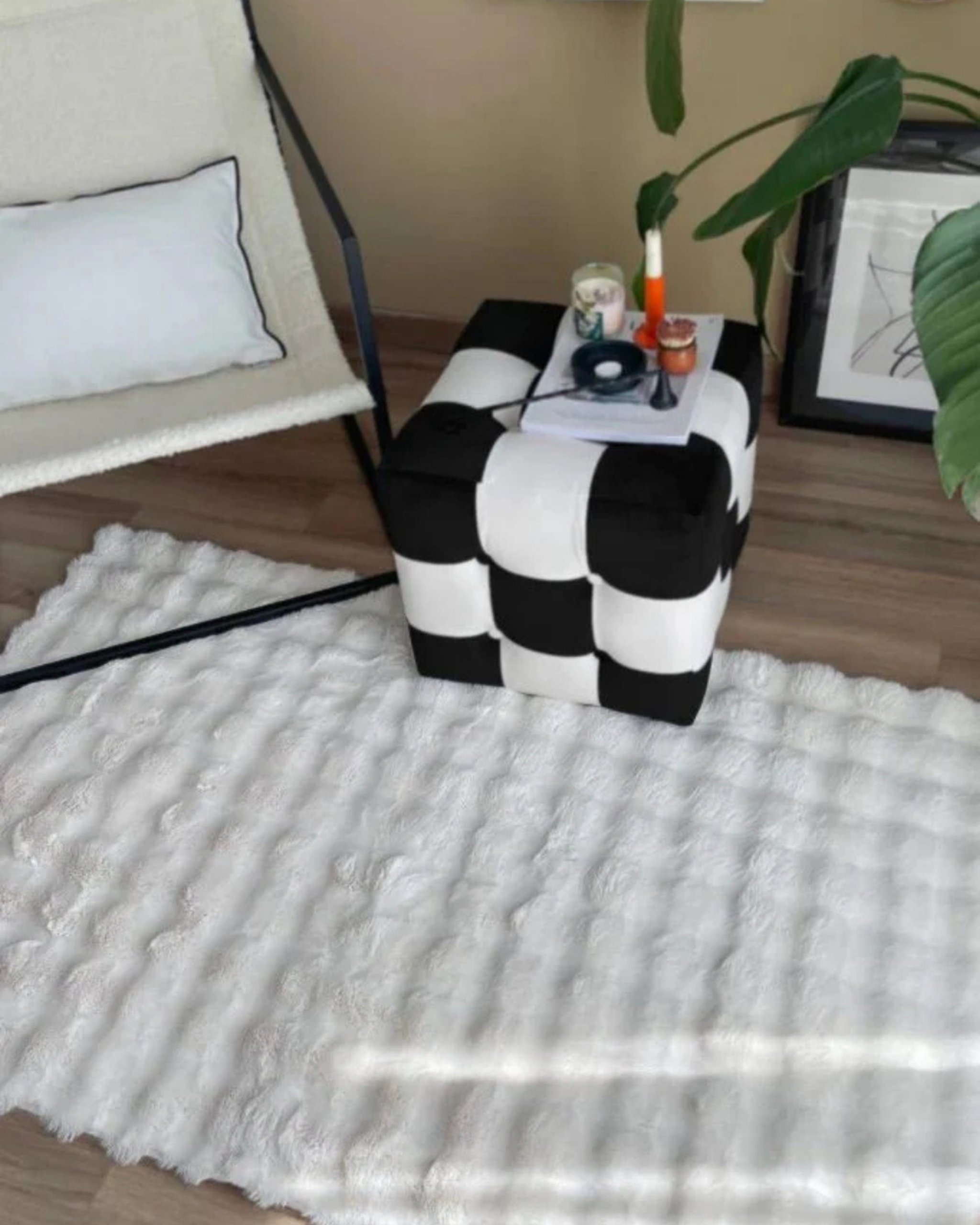 Comfy  Halı Bubble Beyaz Yumuşak Dokulu Post Halı