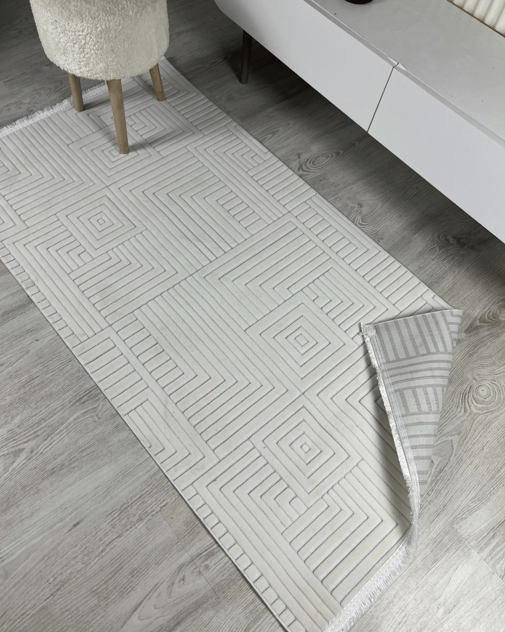 Comfy Halı Diamond 00745 Beyaz Makinede Yıkanabilir Modern Halı