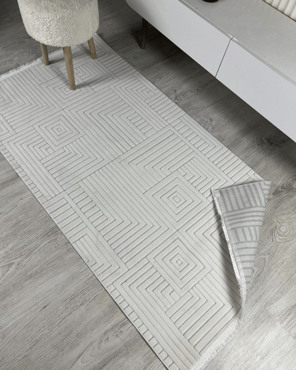 Comfy Halı Diamond 00745 Beyaz Makinede Yıkanabilir Modern Halı