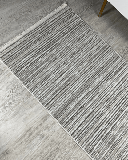 Comfy Halı Riga 01 Gri/Krem Modern Çizgili Halı