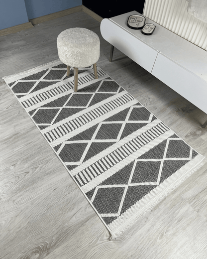 Comfy Halı Perl 09207 Beyaz/Gri Bukleli Örgü Halı