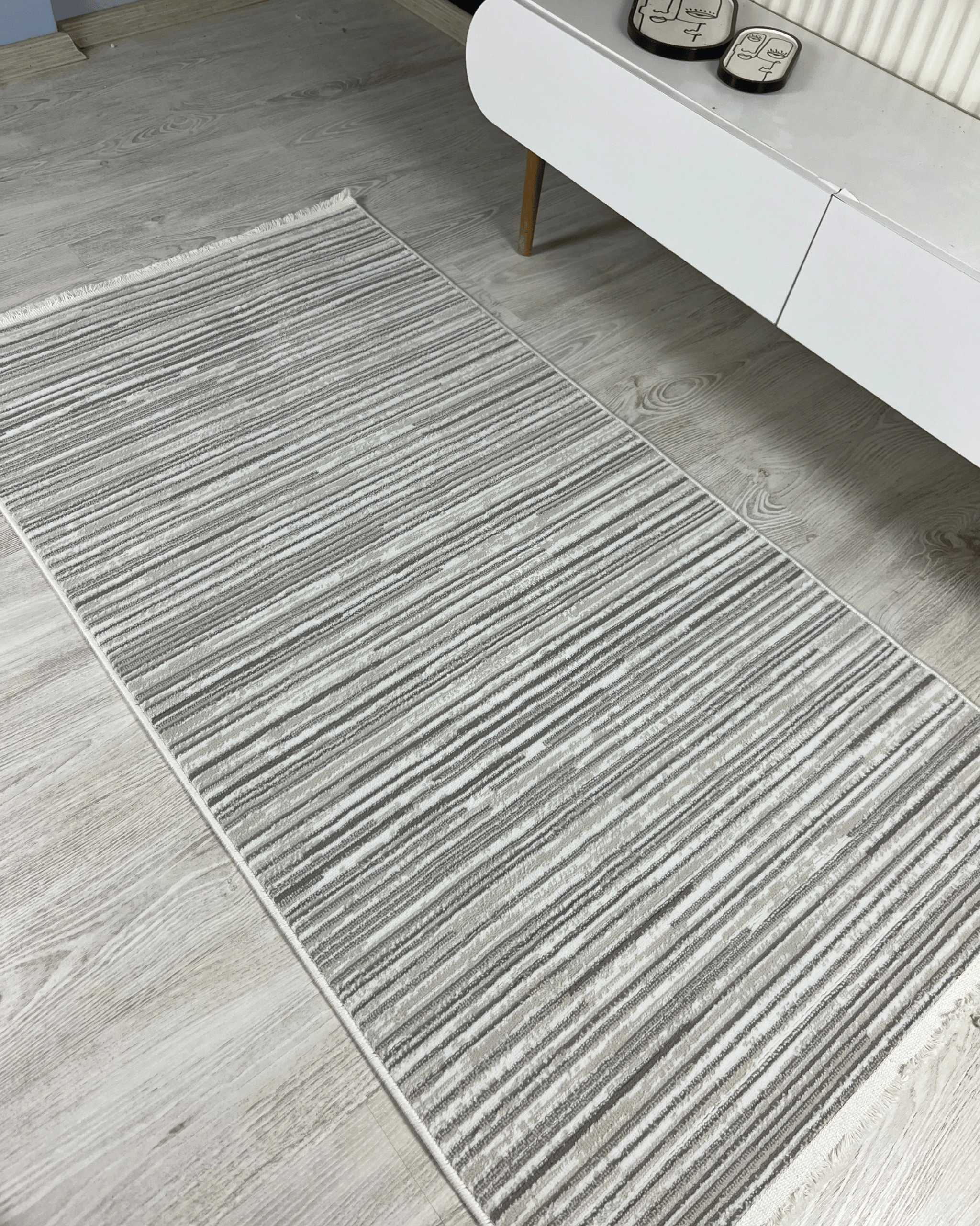 Comfy Halı Riga 01 Gri/Krem Modern Çizgili Halı