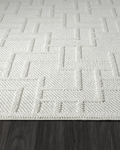Comfy Halı Efes EF002A Beyaz Bukleli Modern İskandinav Örgü Halı